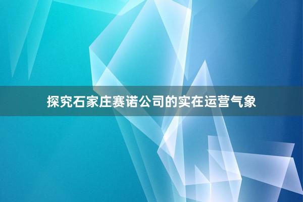 探究石家庄赛诺公司的实在运营气象